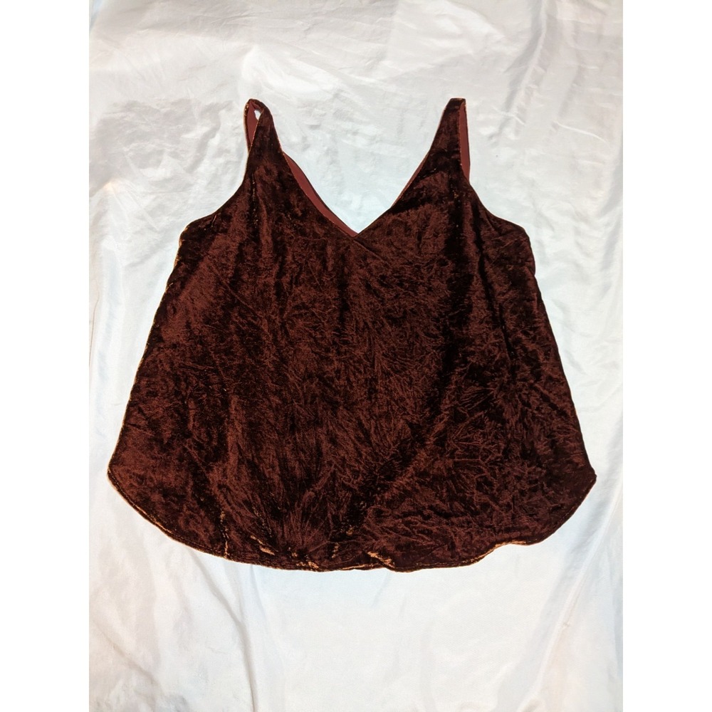 Loft Women's Rust Color Sleeveless Velvet V-Neck Shirt‎ Size Small